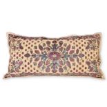 A BOLSTER CUSHION WITH NORTH INDIAN TEXTILE COVERING, MODERN INCORPORATING 19TH CENTURY FABRIC