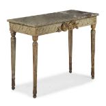 AN ITALIAN GREEN PAINTED AND PARCEL GILT CONSOLE TABLE, CIRCA 1790