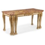 A GEORGE III CREAM PAINTED AND PARCEL GILT SIDE OR CONSOLE TABLE, CIRCA 1760