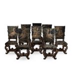 ‡ A SET OF EIGHT PAINTED AND TAPESTRY UPHOLSTERED CHAIRS, ITALIAN, MID-19TH CENTURY
