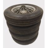 Four 16 Inch Wire Wheels (Aston-Martin, Jaguar) A set of four 16 inch wire wheels for Jaguar XK
