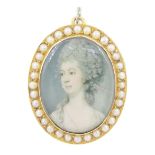 19th century 9ct gold seed pearl brooch/ pendant
