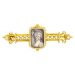 Victorian gold Etruscan revival portrait brooch