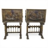Pair of Renaissance Revival style cabinet on stand