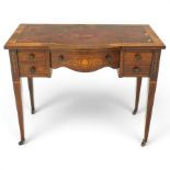 19th century inlaid mahogany bow-front writing table