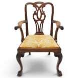 Late 19th century Chippendale style mahogany desk chair
