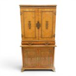 Early 20th century Art Deco burr maple mirrored drinks cabinet