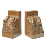 Mouseman - pair of oak triple mouse bookends