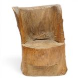 Early 20th century French elm dug-out chair