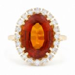 18ct gold citrine and diamond cluster ring