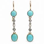 Pair of early 20th century gold turquoise