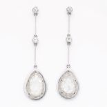 Platinum diamond modernist pendant stud earrings