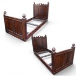 Pair of 17th century design oak single beds