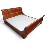 And So To Bed - superking size 'Manois' cherry sleigh bed with upholstered base panels