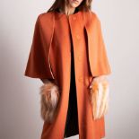 Fendi Roma - wool cape coat in 'Cayenne' orange peach