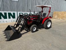 Unused Jinma 4WD Compact Tractor 25 HP With Front Loader & Bucket On Turf Tyres, 3 Point Linkage, 2