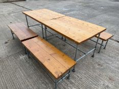 Retro Industrial Dining Set – 120x90cm Long (1.2M total) | 2 Tables + 4 Benches | Solid Wood & Galva