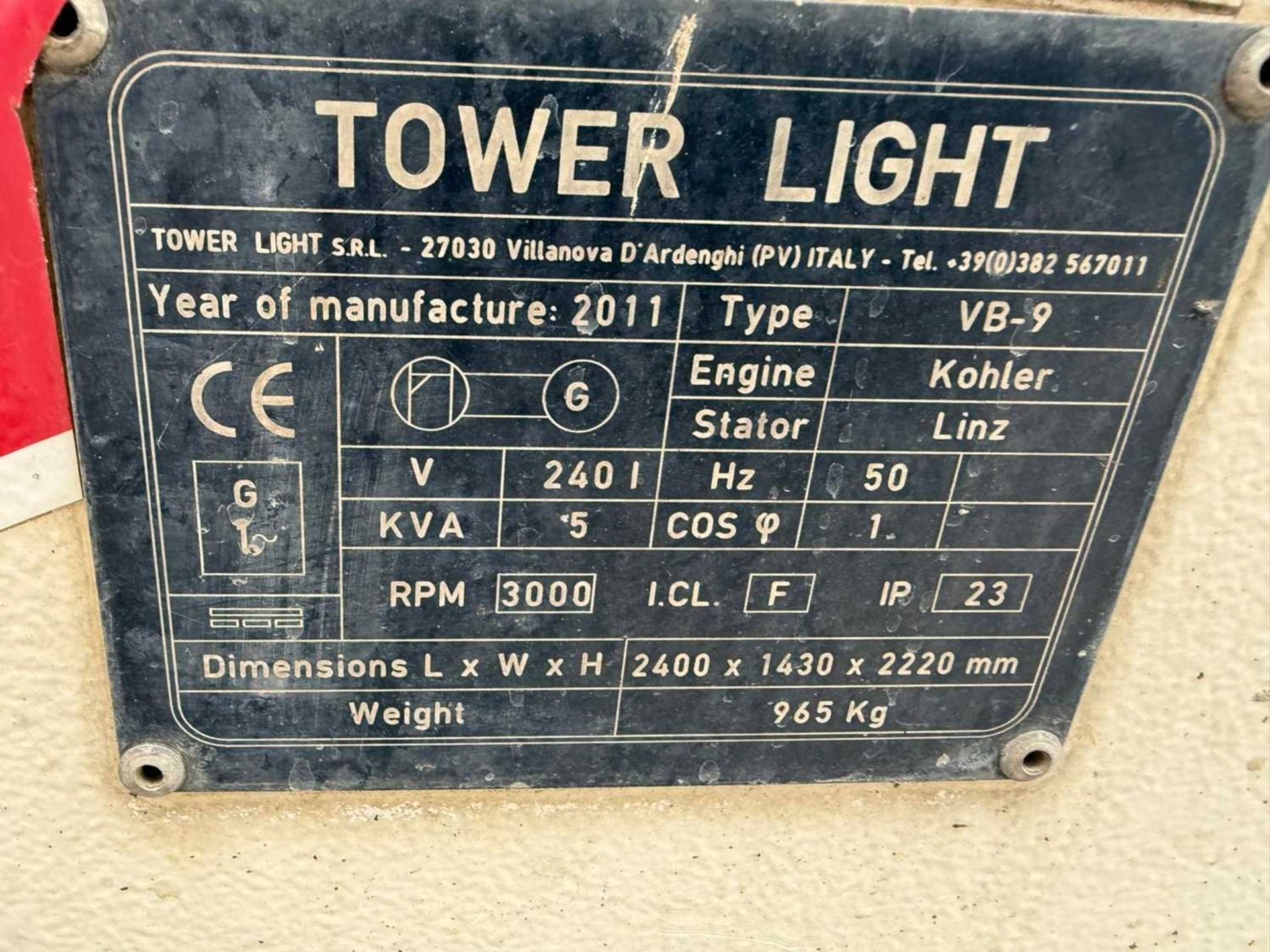 2011 Towerlight VB-9 is a LED Portable Light Tower, With A 230 V Electric Connection. - Image 14 of 14