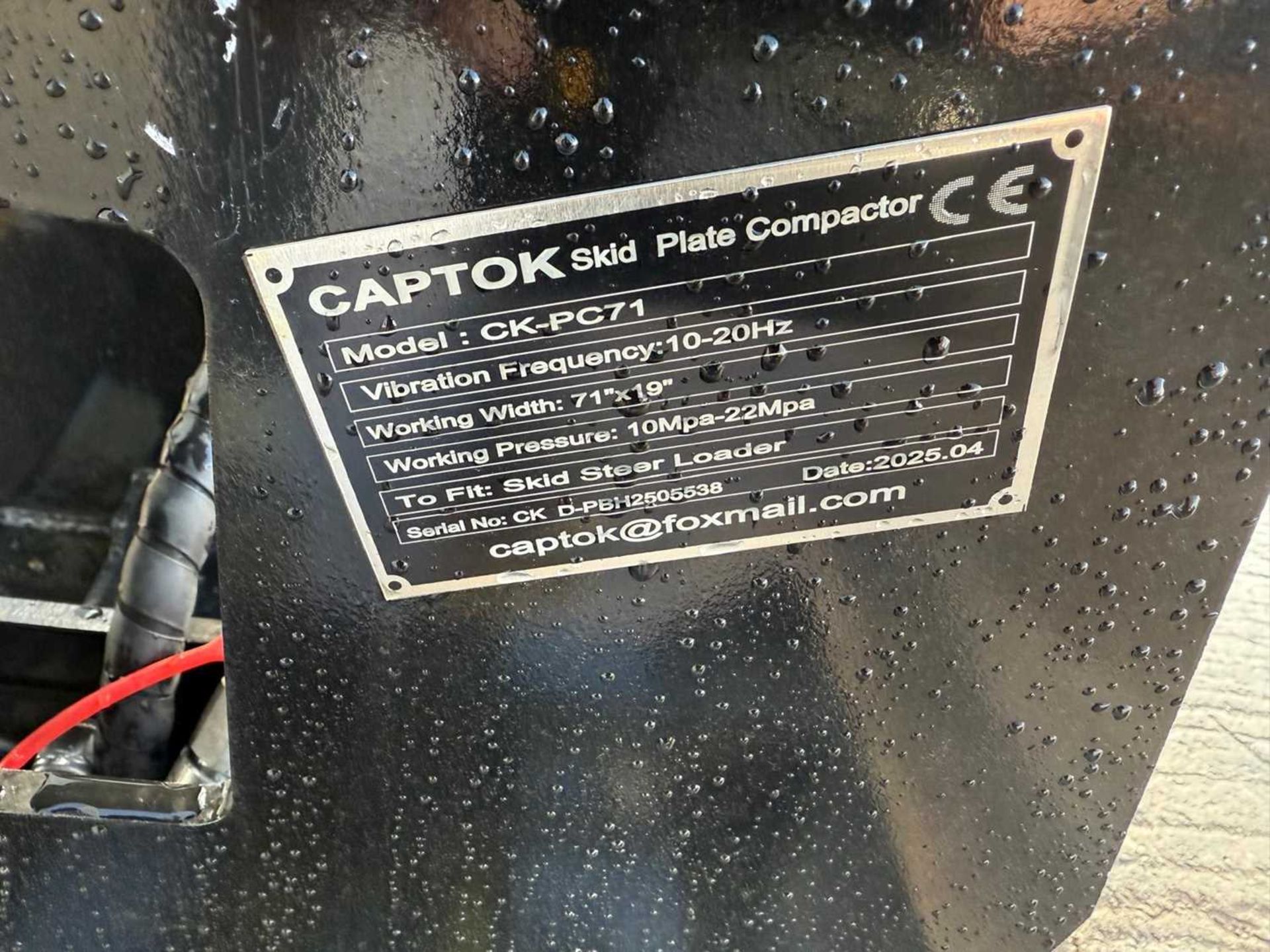 Unused Captok CK-PC71 Compaction Plate To Suit Skid Steer Loader - Image 6 of 6