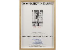 Joseph Beuys handsigned Promotion Poster of "7000 Eichen in Kassel" dd 1982