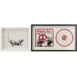 two Banksy works : - a rare numbered limited edition vinyl record "Warrior Soul - Destroy the War M