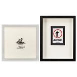 two framed Banksy items : - vinyl record "One Cut - Underground Terror Tactics" dd 2000 with cover d