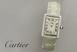 completely original Cartier marked quartz ladies' wristwatch in marked silver from the "Must de Cart