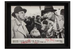 Joseph Beuys signed lithograph with a double portrait of himself - with annotations