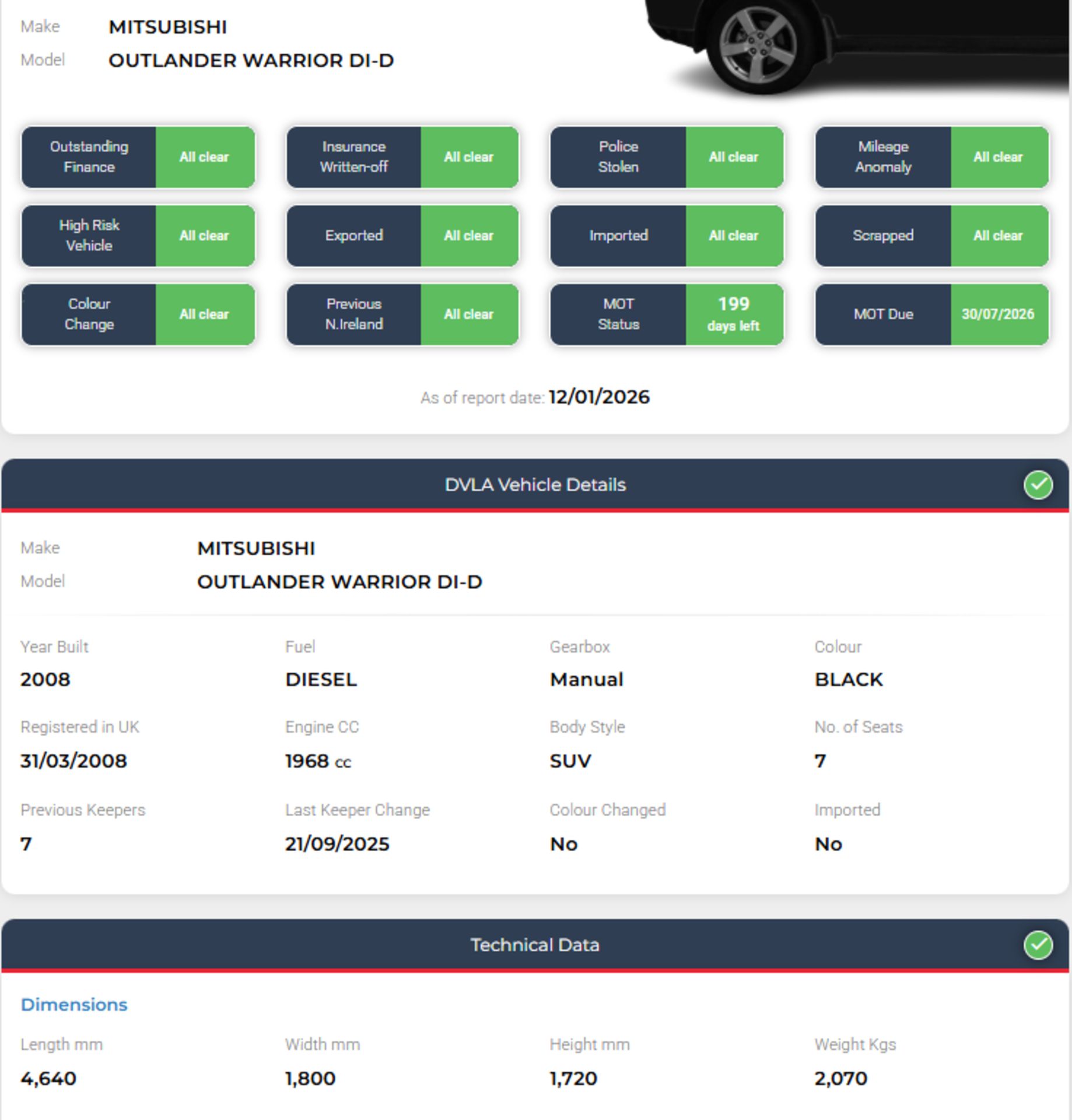 2008 MITSUBISHI OUTLANDER WARRIOR DI-D 2.0 DIESEL - Image 13 of 13