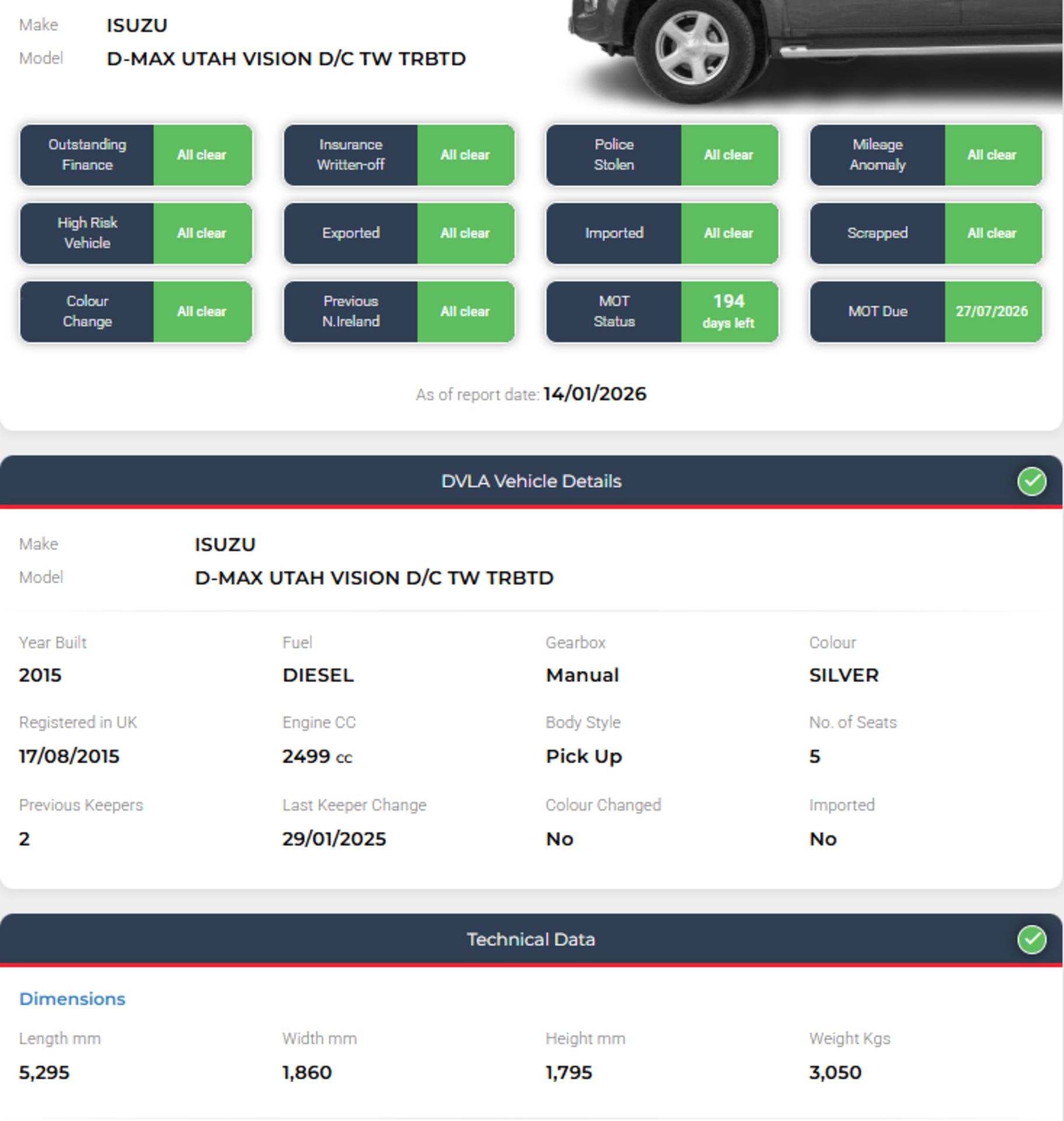 2015 ISUZU RODEO D-MAX UTAH VISION 2.5 TWIN TURBO DIESEL 6-SPEED MANUAL >>--NO VAT ON HAMMER--<< - Image 25 of 25