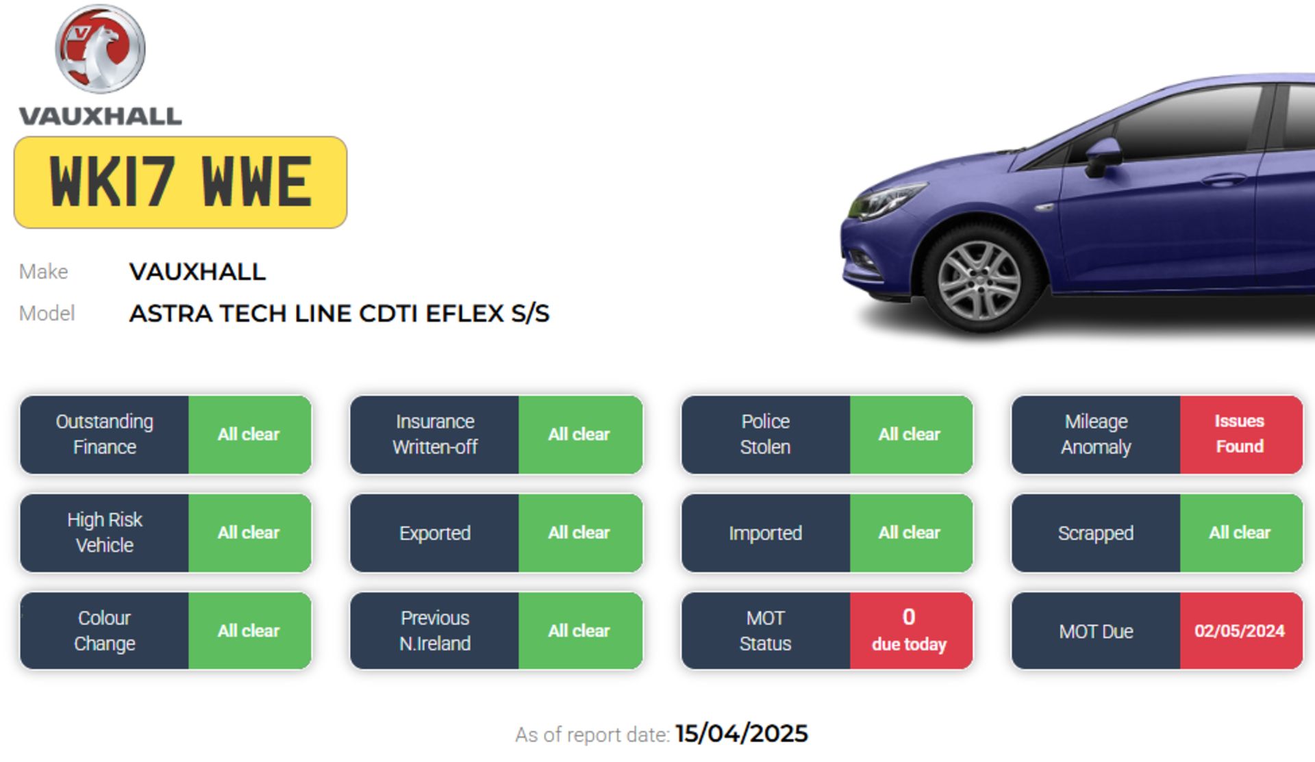 2017 VAUXHALL ASTRA TECH LINE CDTI ECOFLEX S/S – 1.6 DIESEL >>--NO VAT ON HAMMER--<< - Image 13 of 13