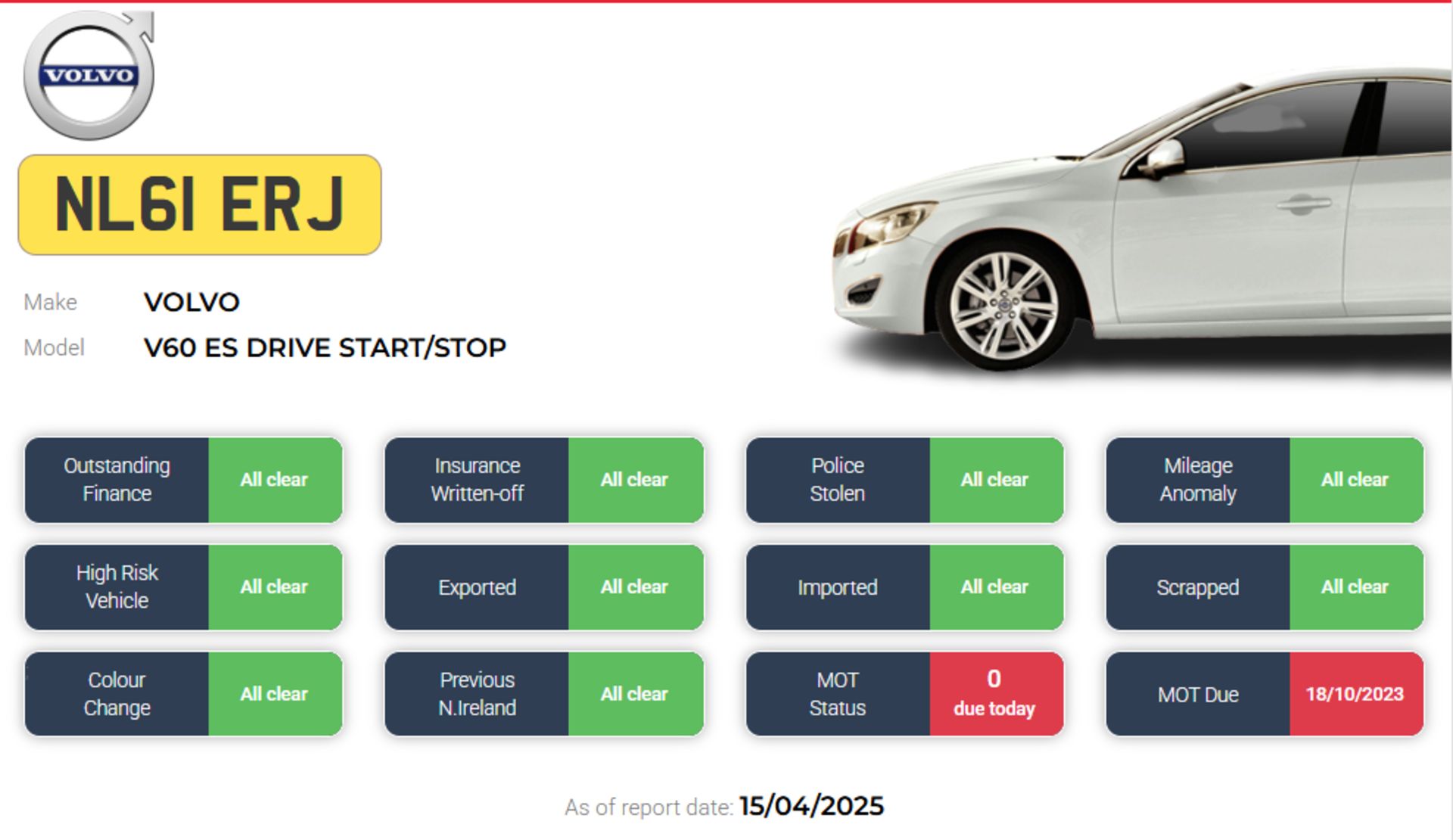 2011 VOLVO V60 ES DRIVE 1.6 DIESEL ESTATE – START/STOP >>--NO VAT ON HAMMER--<< - Image 13 of 13