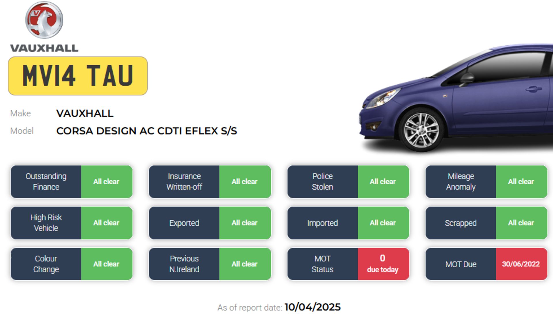 2014 VAUXHALL CORSA DESIGN AC CDTI EFLEX S/S – 1.3 DIESEL MANUAL >>--NO VAT ON HAMMER--<< - Image 13 of 13