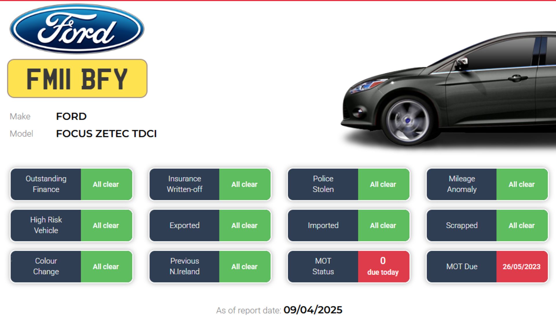 2011 FORD FOCUS ZETEC TDCI 1.6 DIESEL MANUAL – BLACK – 5 DOOR >>--NO VAT ON HAMMER--<< - Image 5 of 12