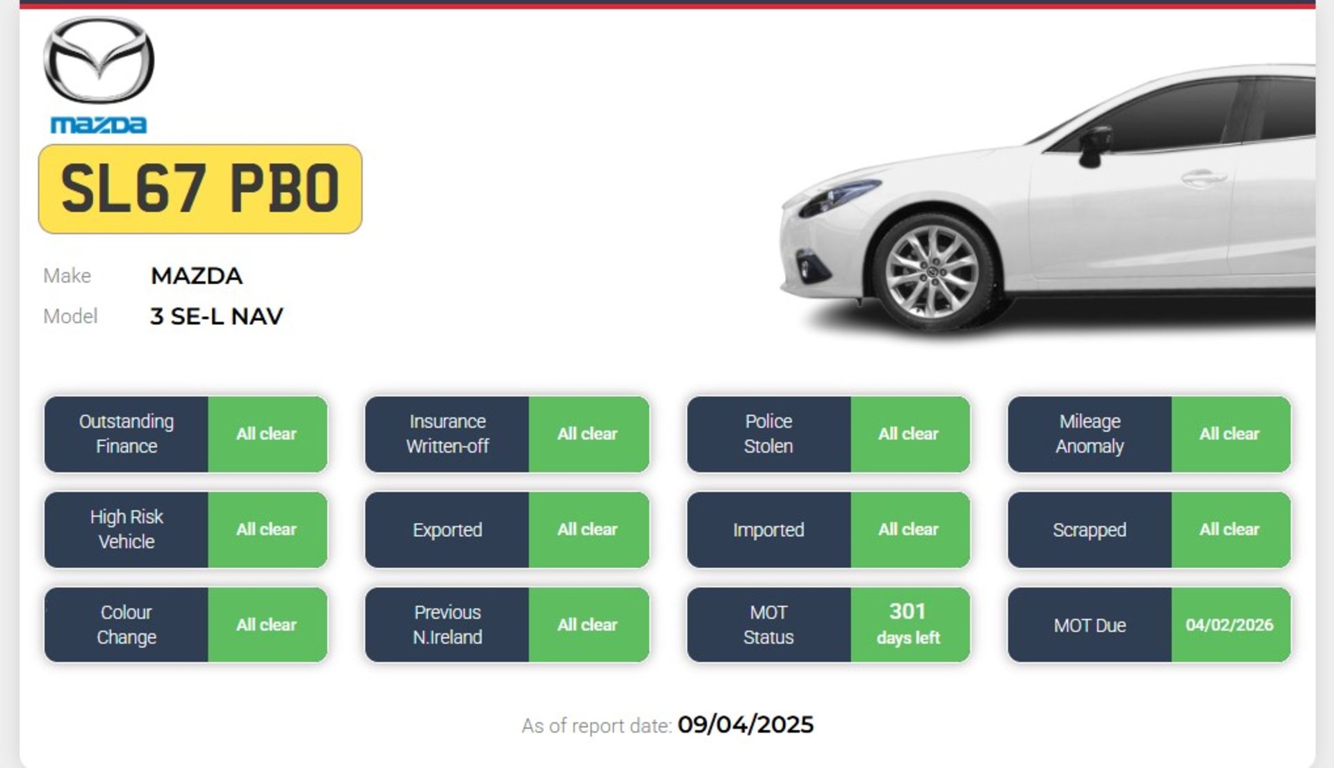 2017 MAZDA 3 SE-L NAV SALOON - MANUAL - PETROL - 1998CC >>--NO VAT ON HAMMER--<< - Image 8 of 8