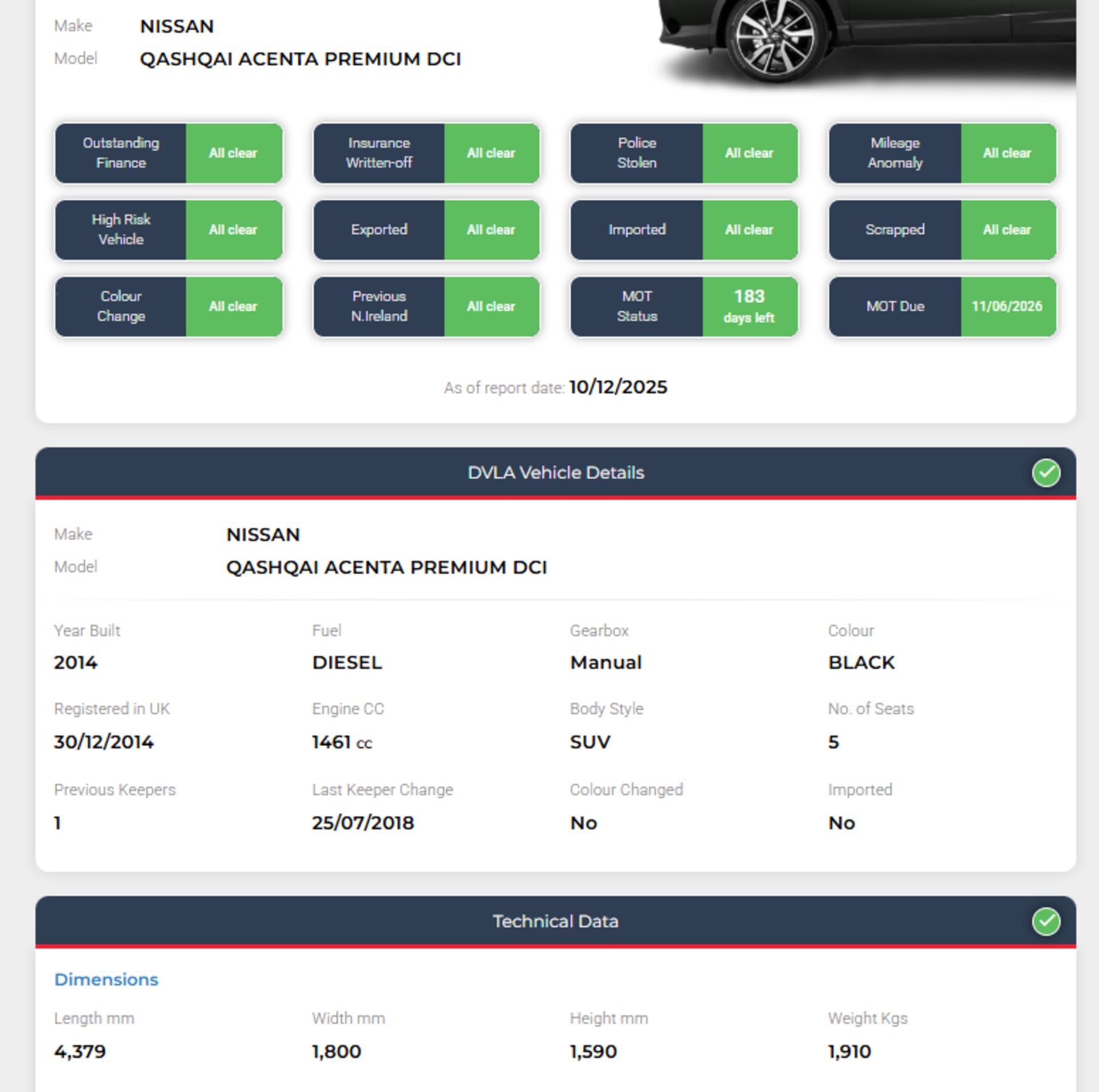 2014 NISSAN QASHQAI ACENTA PREMIUM DCI – BLACK >>--NO VAT ON HAMMER--<< - Image 11 of 11