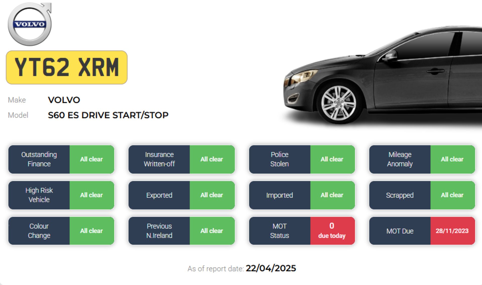 2012 VOLVO S60 ES DRIVE START/STOP – 1.6 DIESEL – MANUAL – 5 SEATER >>--NO VAT ON HAMMER--<< - Image 12 of 12