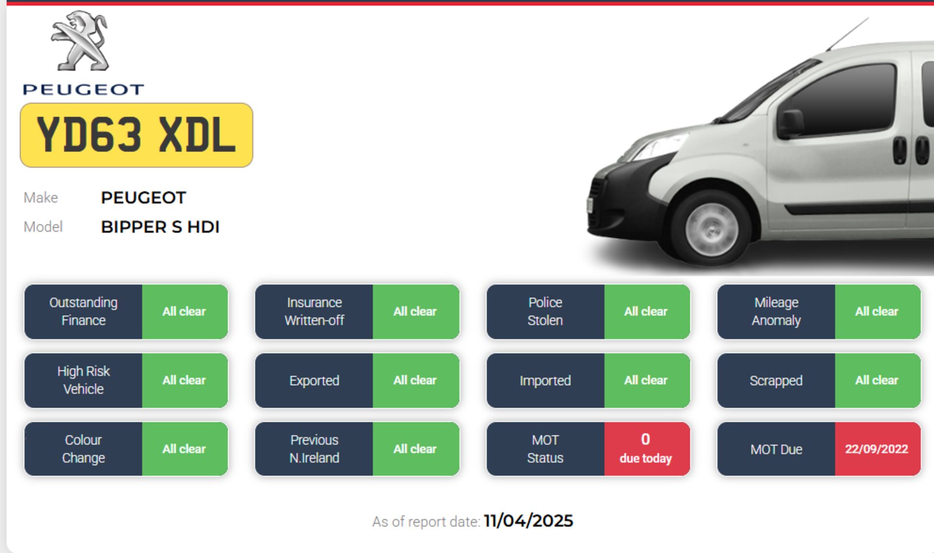 2013 PEUGEOT BIPPER S HDI – PANEL VAN >>--NO VAT ON HAMMER--<< - Image 6 of 6