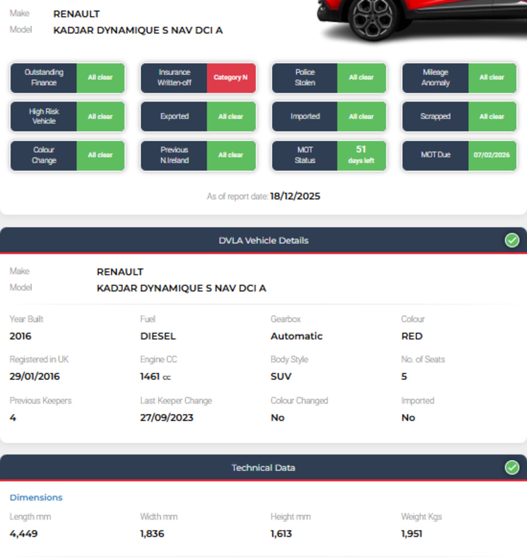 2016 RENAULT KADJAR DYNAMIQUE S NAV DCI A - Image 7 of 7