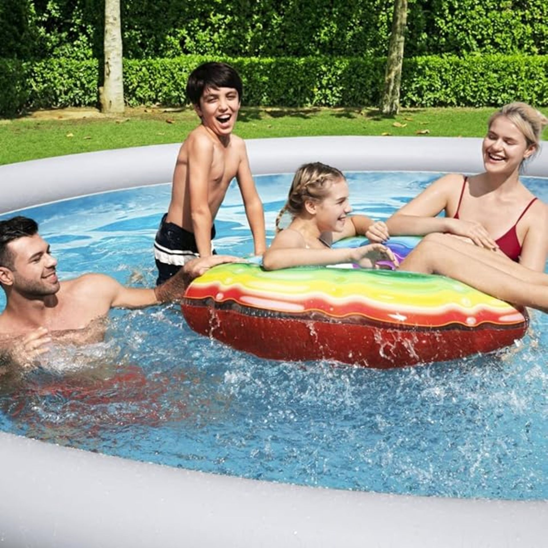 BESTWAY 13FT FAST SET RATTAN STYLE SWIMMING POOL SUMMER FUN - Image 3 of 5