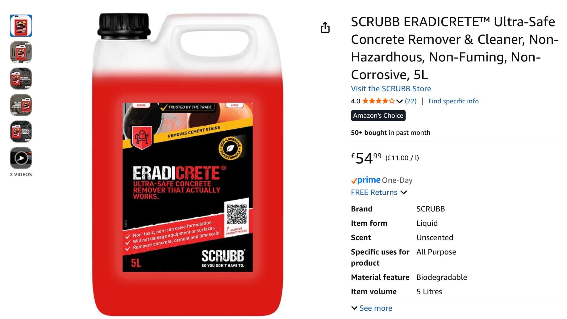 ERADICRETE CONCRETE CLEANER 5L - Image 2 of 2