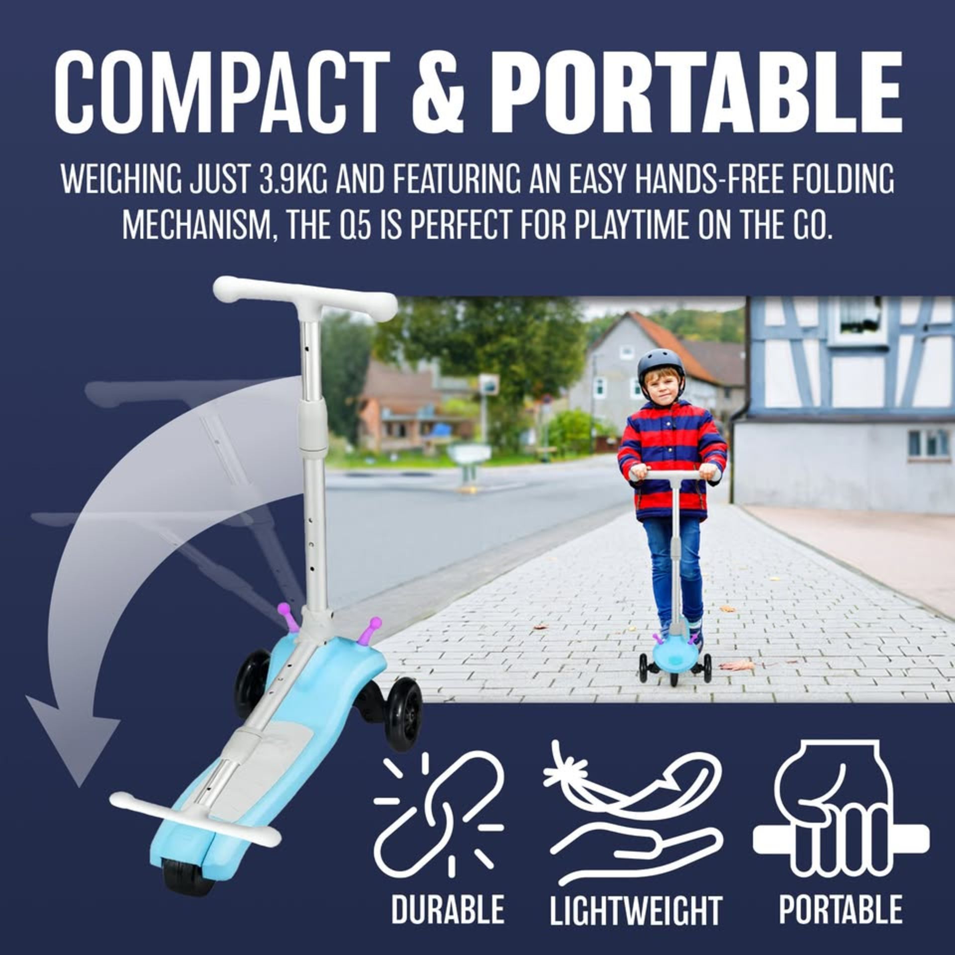 10 X BUG Q5 ELECTRIC KIDS E SCOOTER 3 WHEEL ADJUSTABLE FOLDABLE HANDLE RRP £300 - Image 6 of 7