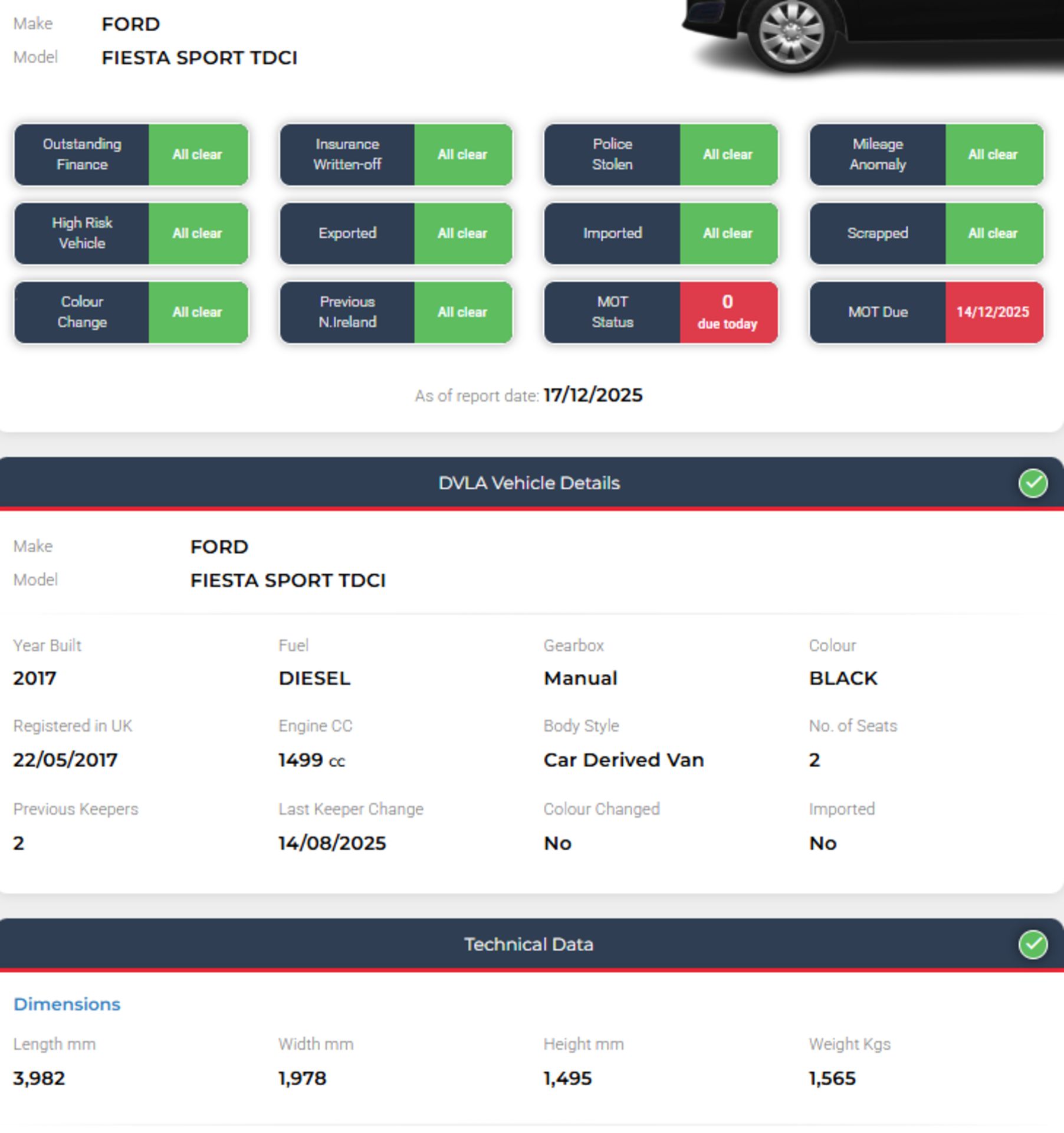 **(ONLY 108K MILEAGE)** 2017 FORD FIESTA SPORT TDCI VAN EURO 6>>--NO VAT ON HAMMER--<< - Image 14 of 14