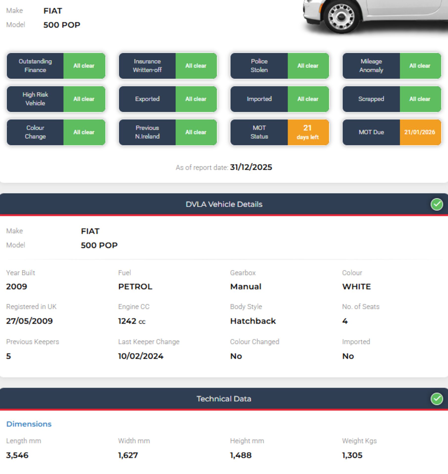 **(ONLY 94K MILEAGE)** 2009 FIAT 500 1.2 POP (S/S) 3DR >>--NO VAT ON HAMMER--<< - Image 25 of 25