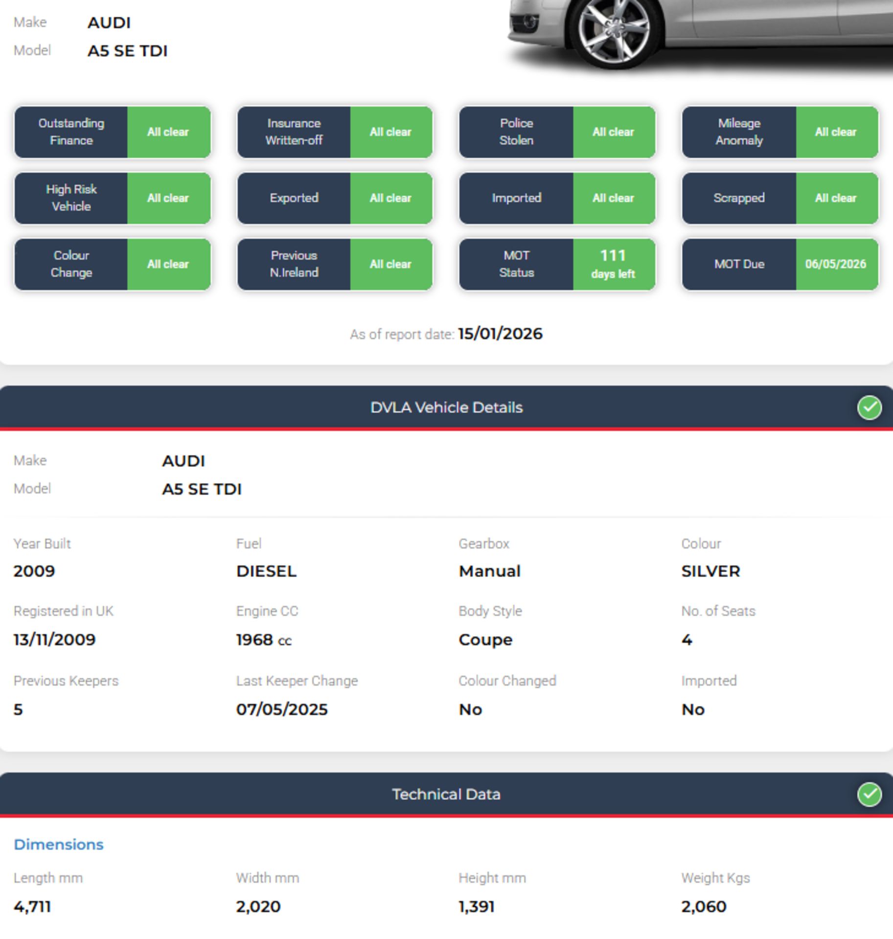 2009 AUDI A5 2.0 TDI SE SPORTBACK COUPE SILVER >>--NO VAT ON HAMMER--<< - Image 11 of 11