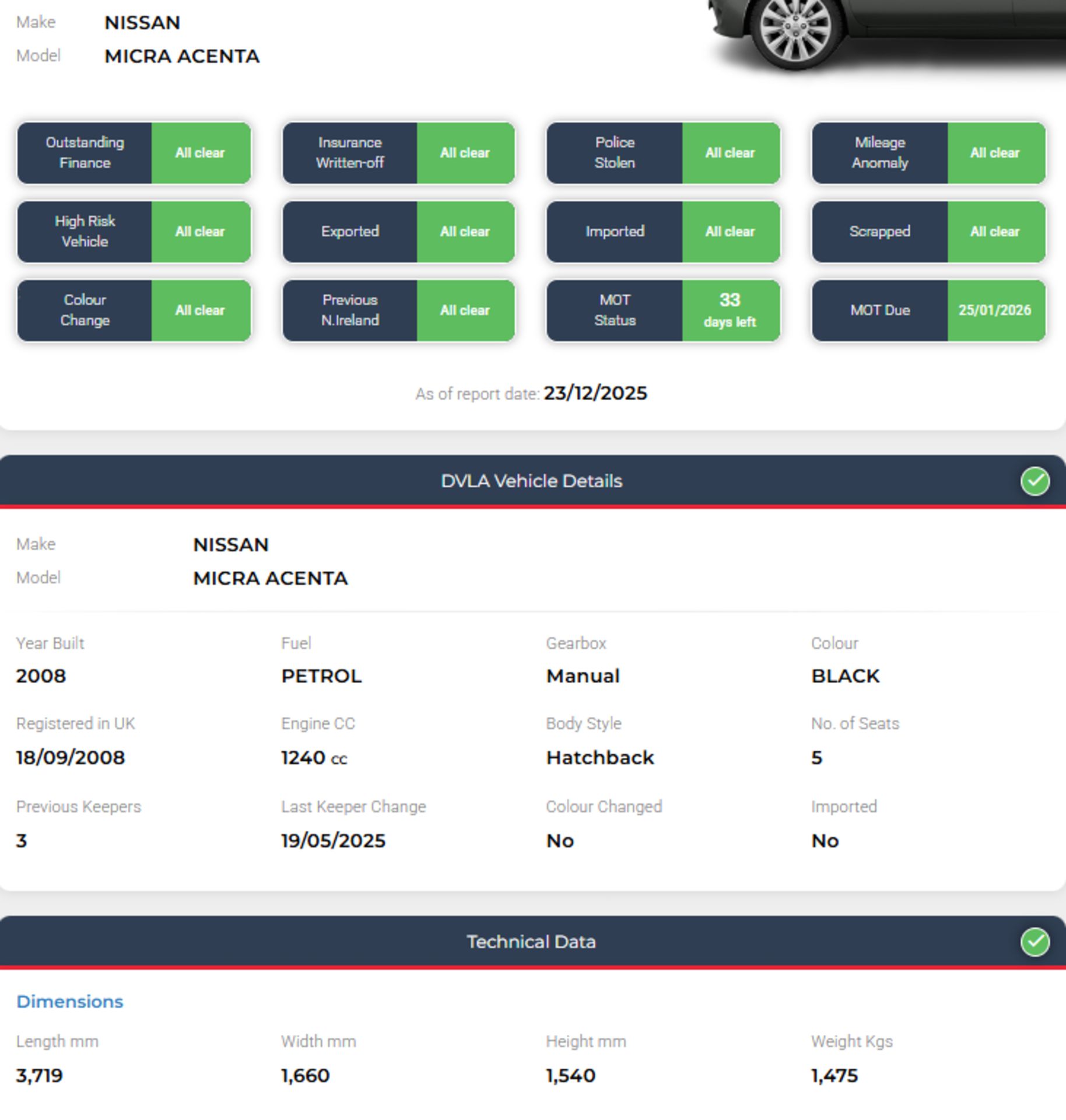 **(ONLY 76K MILEAGE)** 2008 NISSAN MICRA 1.2 16V ACENTA+ 5DR PETROL MANUAL >>--NO VAT ON HAMMER--<< - Image 30 of 30