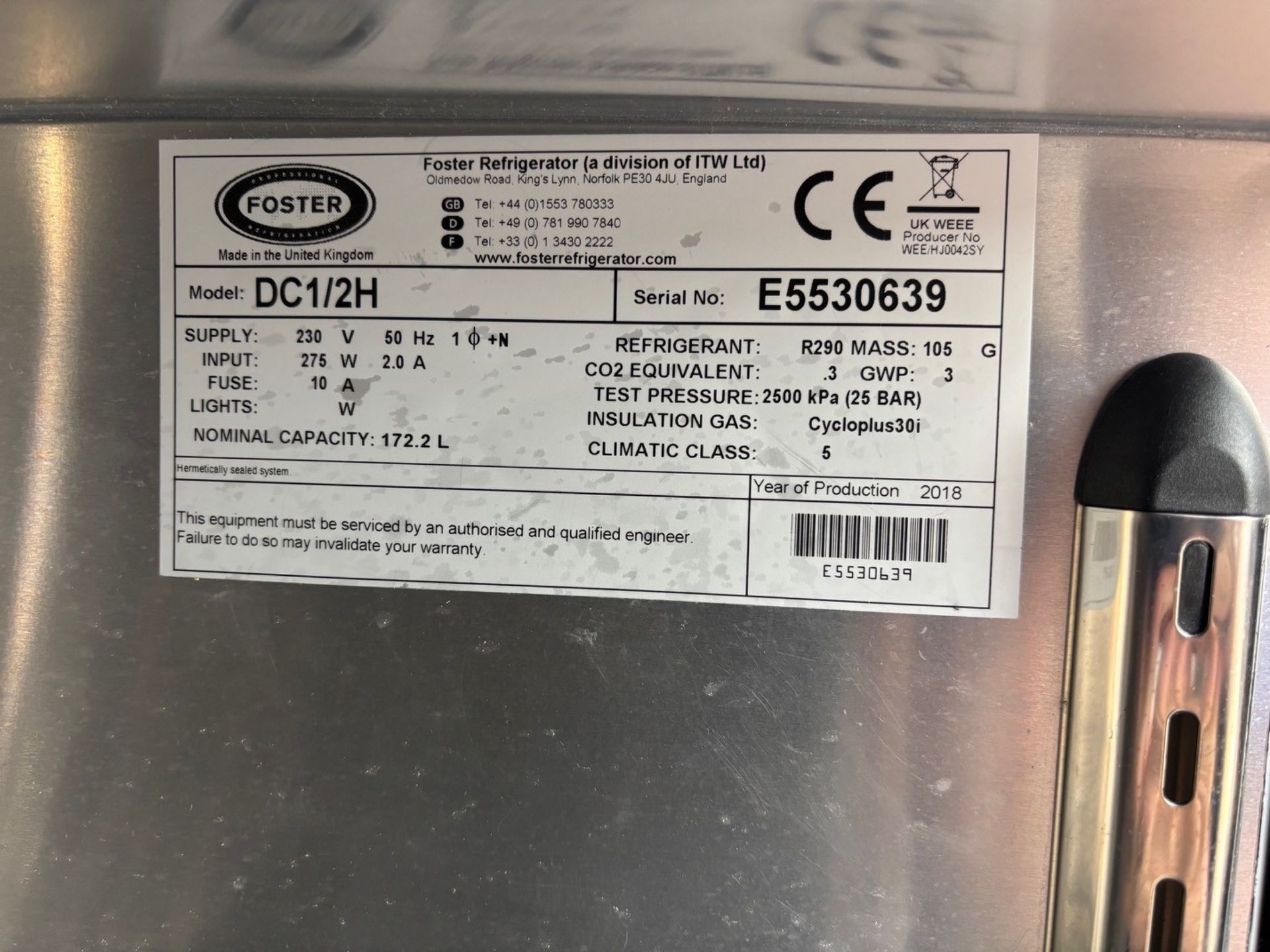 FOSTER G2 ECO PRO SINGLE DOOR REFRIDGERATOR DC1/2H CATERING EQUIPMENT - Image 4 of 4