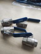 3/4" BRASS BSPT BALL VALVE - BLUE LEVER- LOCKABLE - PN32 DN20 - JOBLOT OF 4