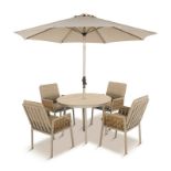 HAVANA 4 SEAT DINING SET WITH PARASOL LUXURY ALUMINIUM GARDEN FURNITURE RRP £1299