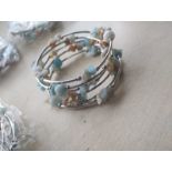 AMAZONITE GEMSTONE CRYSTAL WRAP AROUND BANGLES SS - NEW IN ORIGINAL PACKAGING - JOBLOT OF 7